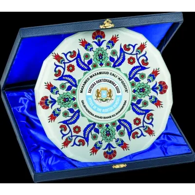 DERİ KUTULU TABAK KRİSTAL PLAKET BP1602