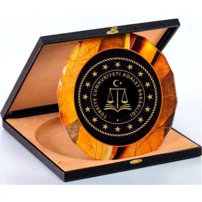 DERİ KUTULU CAM TABAK PLAKET TB1612