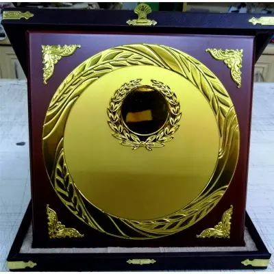 DERİ KUTULU AHŞAP ÜZERİ METAL BORDÜRLÜ PLAKETLER 24x24