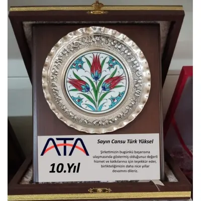 AHŞAP ÜZERİ GÜMÜŞ TABAK PLAKET